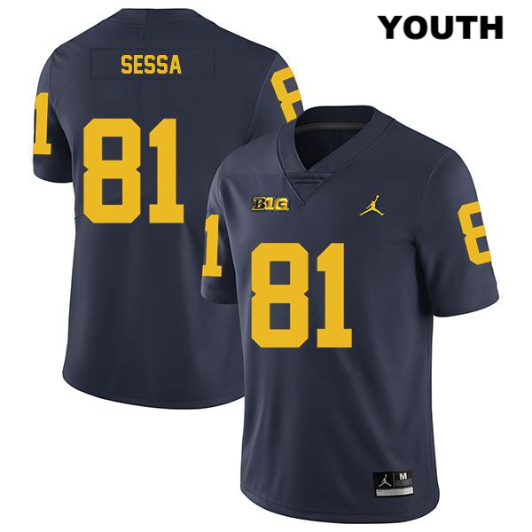 Youth NCAA Michigan Wolverines Will Sessa #81 Navy Jordan Brand Authentic Stitched Legend Football College Jersey ZV25L12IN